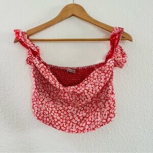 Abercombie & Fitch Red Floral Print Crop Top Size Small